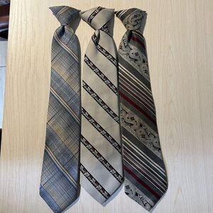 The Mens Shop VTG Clip Ties Lot Of 3 Preppy Business Casual Stripe Plaid Paisley
